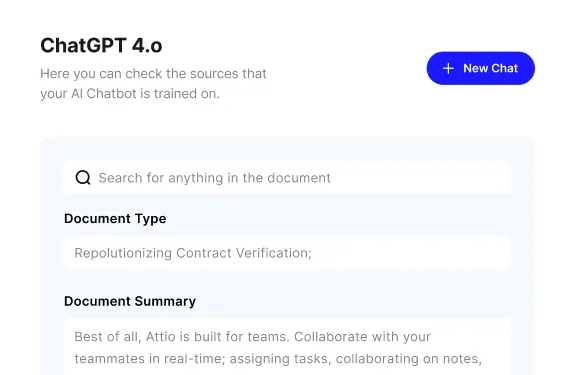 Document search interface with a list of contract documents