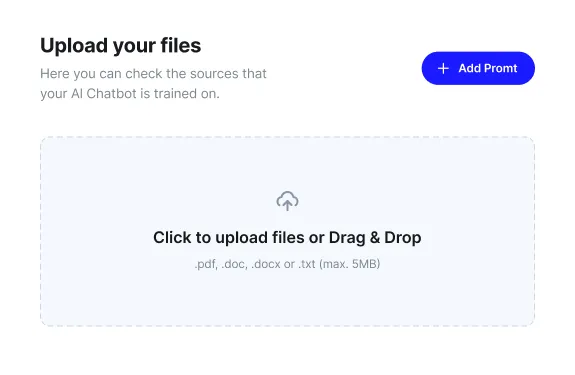 File upload interface for adding documents