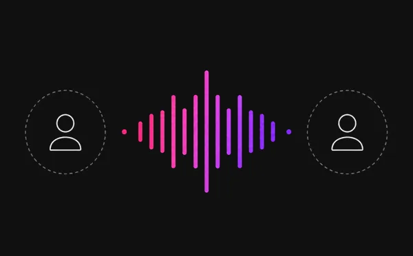 Diagram of a live voice waveform between two people on a call